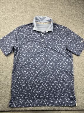 Walter Hagen Polo Shirt Mens Small Navy Blue with floral print Golf Shirt  #639